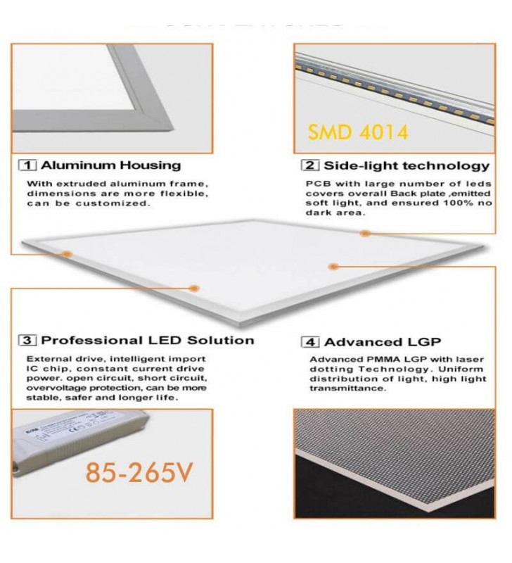 Dalle LED - 60x60 cm - 40W 3000K - Réf DAL606040W3K - panneau extra plat encastrable_3