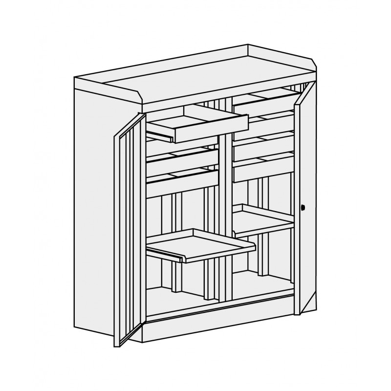 Armoire d'atelier basse - 2 modèles disponibles avec tiroirs, étagères coulissantes et plan de travail_3