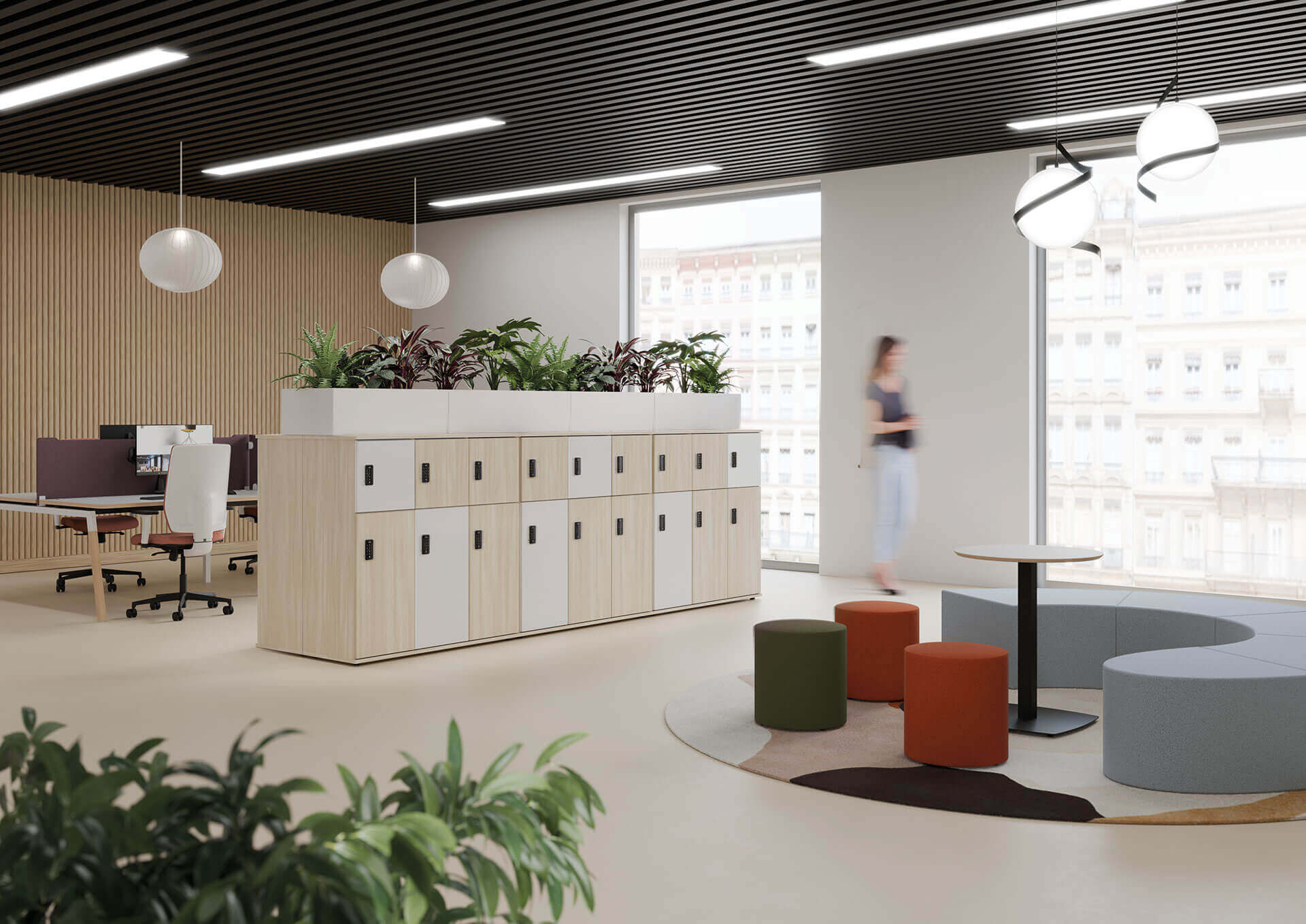 Casier CUBIK - 1 porte double, 3 simples, 1 case vide - Dimensions 80x120 cm - Structure mélaminée PEFC_3