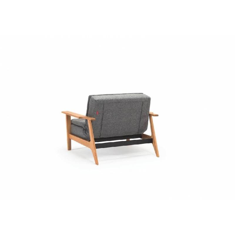 Innovation Living - Fauteuil design Dublexo Frej gris Twist Charcoal convertible lit 90x115 cm - Piétement en chêne clair_3