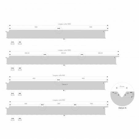 Panneau sandwich de bardage isolant à fixations cachées pour façade - Gamme QuadCore Evolution avec âme QuadCore et diverses géométries_3