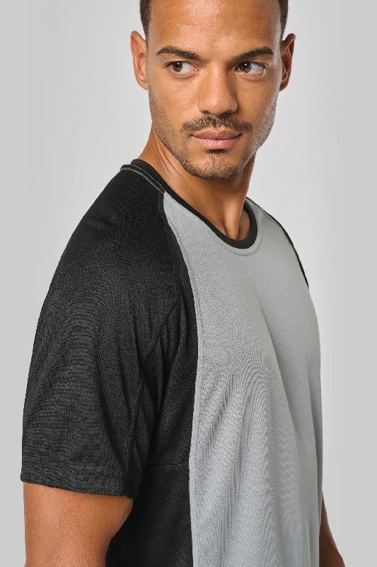 T-shirt de sport bicolore manches courtes unisexe - 100% polyester - Réf: PA467_3