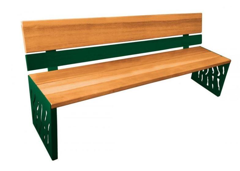 Banc Public Florence - Longueur 1800 mm - Structure en Acier et Bois Exotique_3