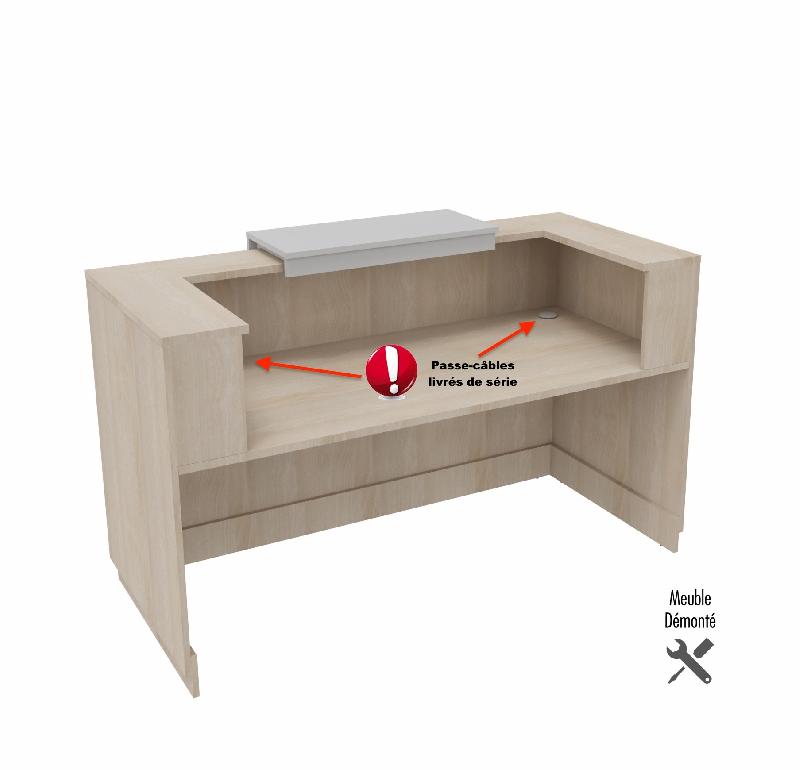 Banque d'accueil Delta First avec réhausse colorée - Mobel Linea - 144, Blanc, Non, Turquoise_3