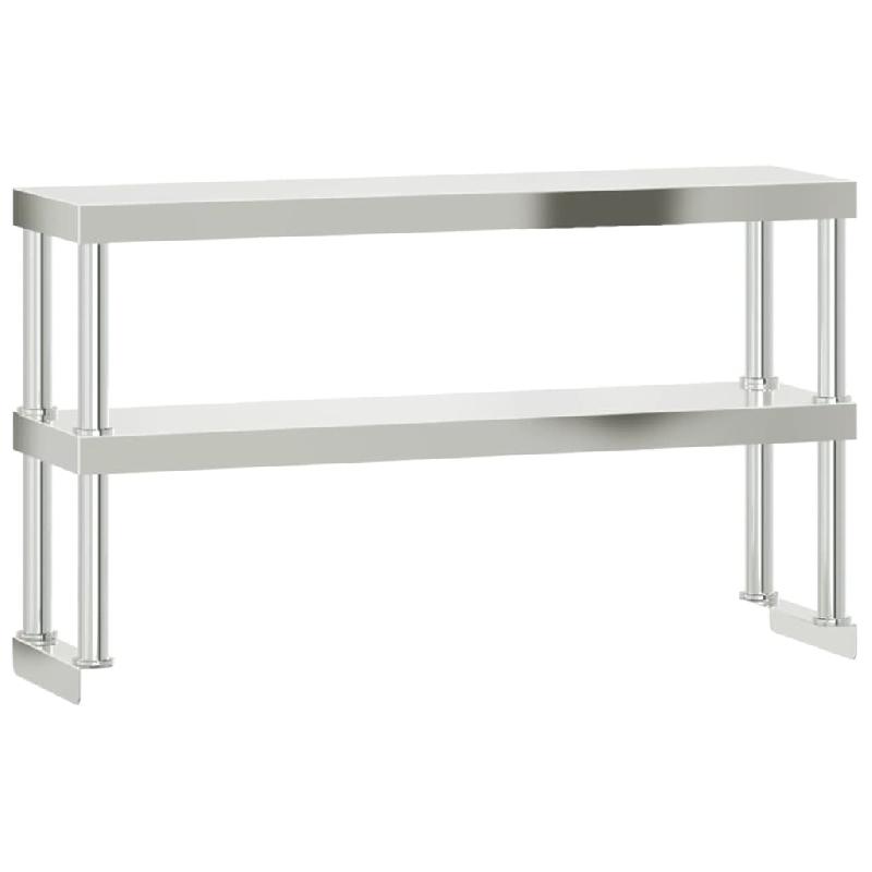 Vidaxl table de travail de cuisine avec étagère 110x55x150 cm inox 3208903_3