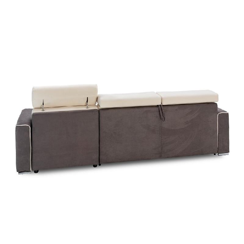 Canapé d'angle convertible express Canberra - Matelas 16 cm - Bicolore microfibre ivoire et gris anthracite - Fabrication italienne_3