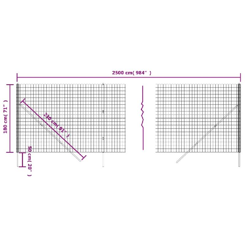 Vidaxl clôture en treillis métallique anthracite 1,8x25 m 154221_3