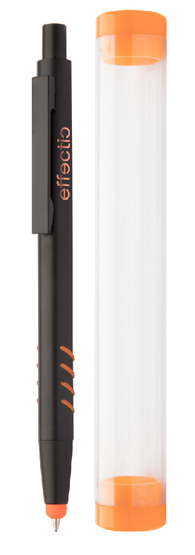 Stylo à bille stylet en aluminium - grip et embout caoutchouc - gravure colorée - encre bleue_3