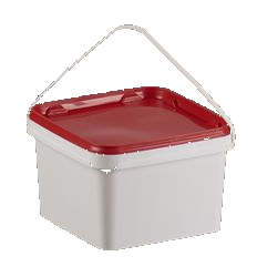 Seau en plastique disponible en format carré ou cylindrique