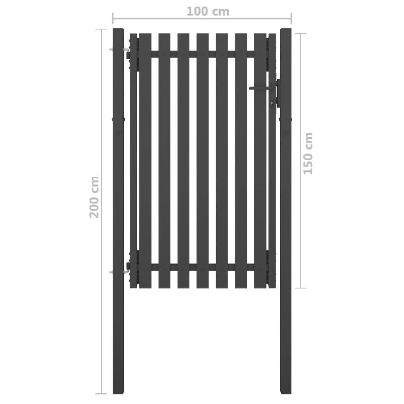 Vidaxl portail de clôture de jardin acier 1x2 m anthracite 146330_3