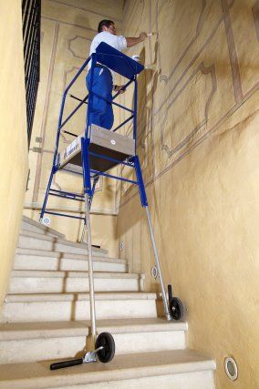 Helis - Plateforme de travail en acier époxy - Tubesca - Grande plate-forme 900 x 500 mm avec garde-corps rigide 360°_3