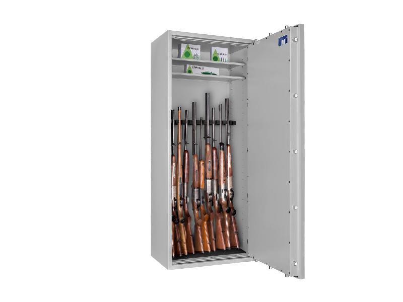 Armoire à armes FORMAT CAPRIOLO II Classe I - Armoire à fusils (EN 1143-1) - Serrure biométrique empreinte digitale / Gris clair RAL 7035_3