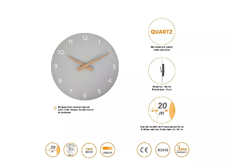 Horloge murale bois gris_3