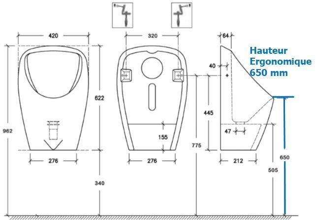 Urinoir Magic - Céramique Premium Sans Eau - Technologie à Membrane econstop® - Design Contemporain_3