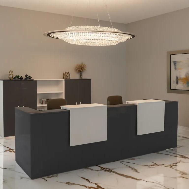 Banque d'accueil 2 personnes delta first avec 2 tops - MOBEL LINEA - blanc mat, 324, anthracite_3