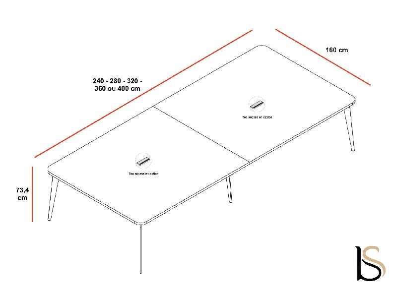 Bureau bench 4 personnes Blade - Alea - Oui, 280, Cacao_3