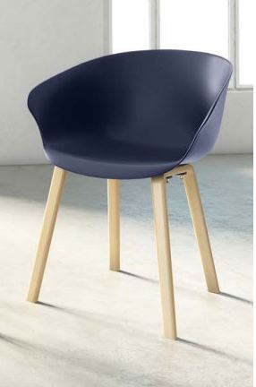 Ensemble de 4 fauteuils HOP - Pieds bois - Monocoque en polypropylène - Référence 8081 SR M_3