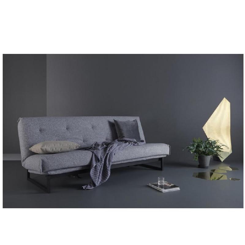 Innovation Living - Canapé clic-clac convertible FRACTION capitonné, lit 140x200, tissu Twist Granite_3