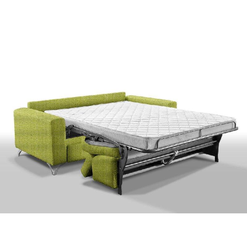 Canapé convertible Suède 140 cm - Ouverture Express - Sommier lattes Renatonisi - Matelas 16 cm - Tissu tweed vert_3