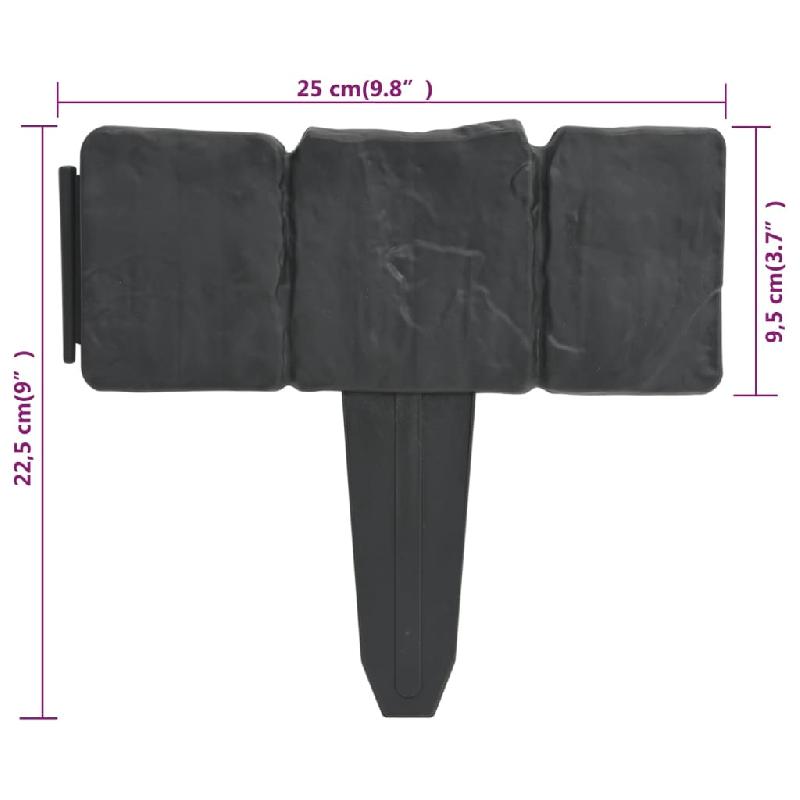 Vidaxl clôture de jardin/pelouse plastique aspect de pierre 41 pcs 10m 40917_3