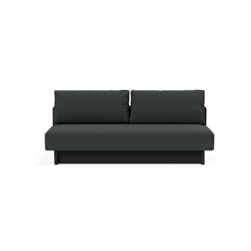 Canapé convertible design MERGA - Lit 140x200 cm avec boîte de rangement - Tissu bouclé Black Raven_3