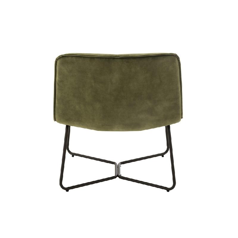 Chaise lounge RATRI - velours vert olive, pieds métal noir - style industriel_3