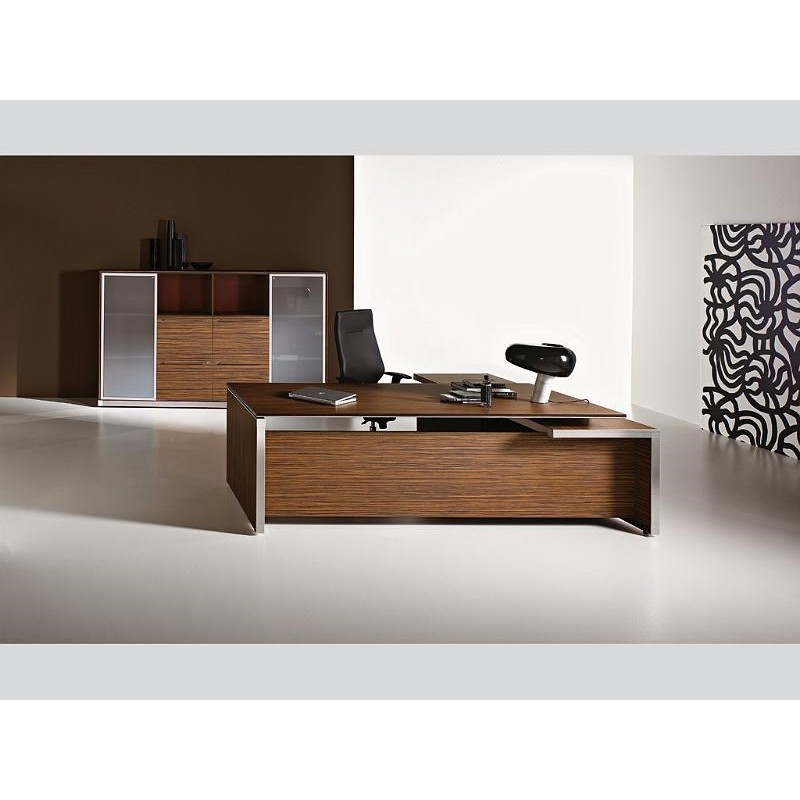 Bureau de direction EOS avec retour rangement - LAS - L 200/220/240 x 195 cm - Finition bois ou verre_3