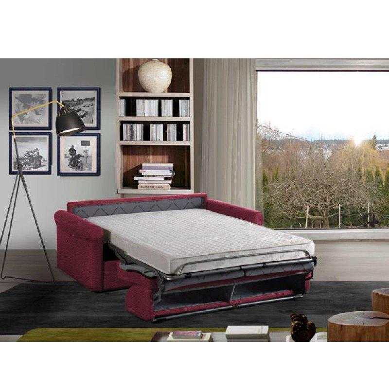 Canapé-lit 2-3 places ROMANTICO convertible express - Sommier à lattes 120 cm - Matelas 16 cm - Polyuréthane rouge_3