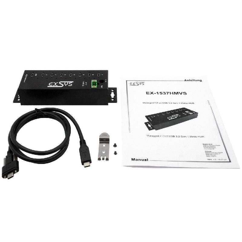 EXSYS EX-1537HMVS Hub USB-C 3.2 Gen 1 métallique à 7 ports, avec protection contre les surtensions EDS 15 kV_3