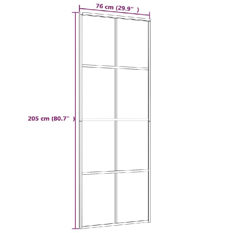 Vidaxl porte coulissante verre esg dépoli et aluminium 76x205 cm noir 151667_3