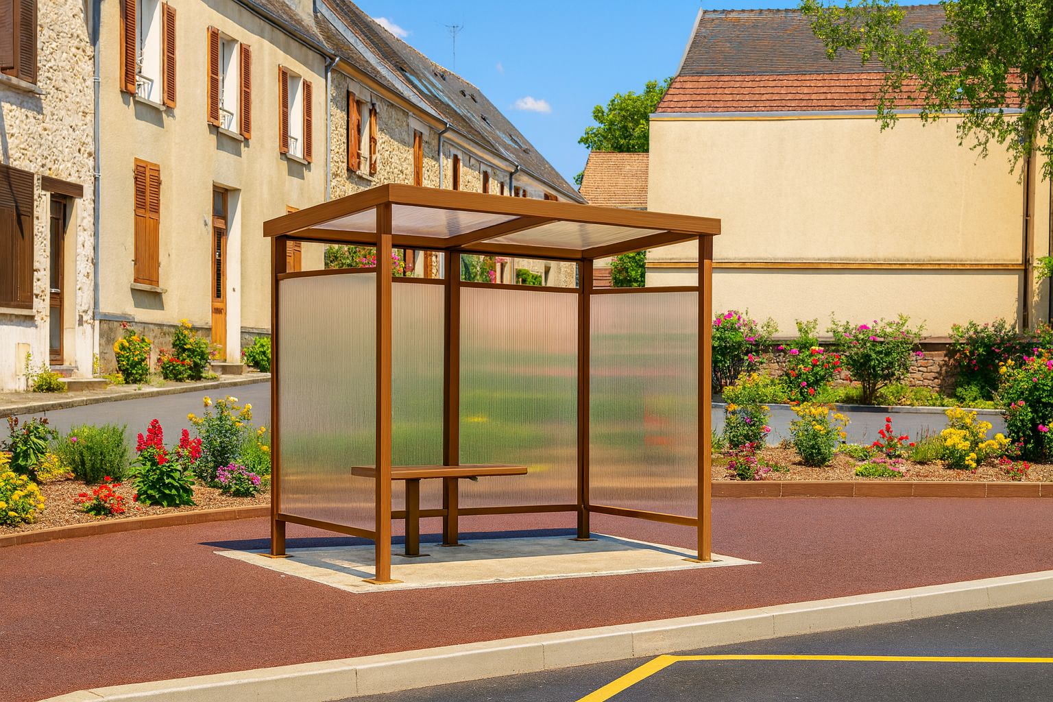 Abri bus Medium - Modulaire et personnalisable avec bois, verre et métal_2