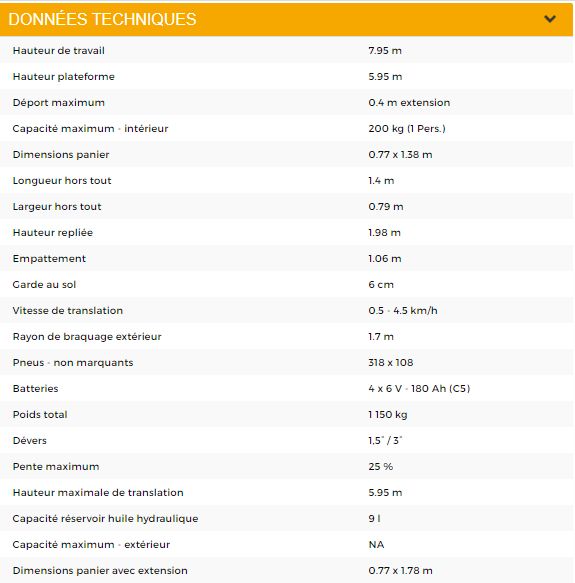 Star 8 s - mâts verticaux - haulotte - hauteur de travail : 7.95 m - capacité maximum (intérieur) : 200 kg (1 pers.)_3