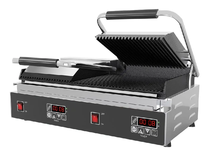 Machine à panini double - fonction digital - rainuré en haut et en bas (gril à panini électrique)_3