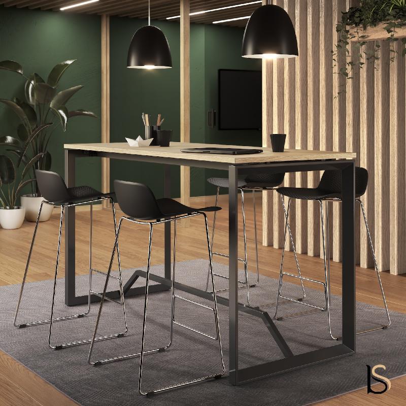 Table haute Star - Mobel Linea - 160, Anthracite, Chêne veiné_3