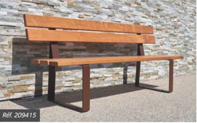 Banc public polyvalent RIGA - bois exotique, plastique recyclé, résineux (version économique)_3