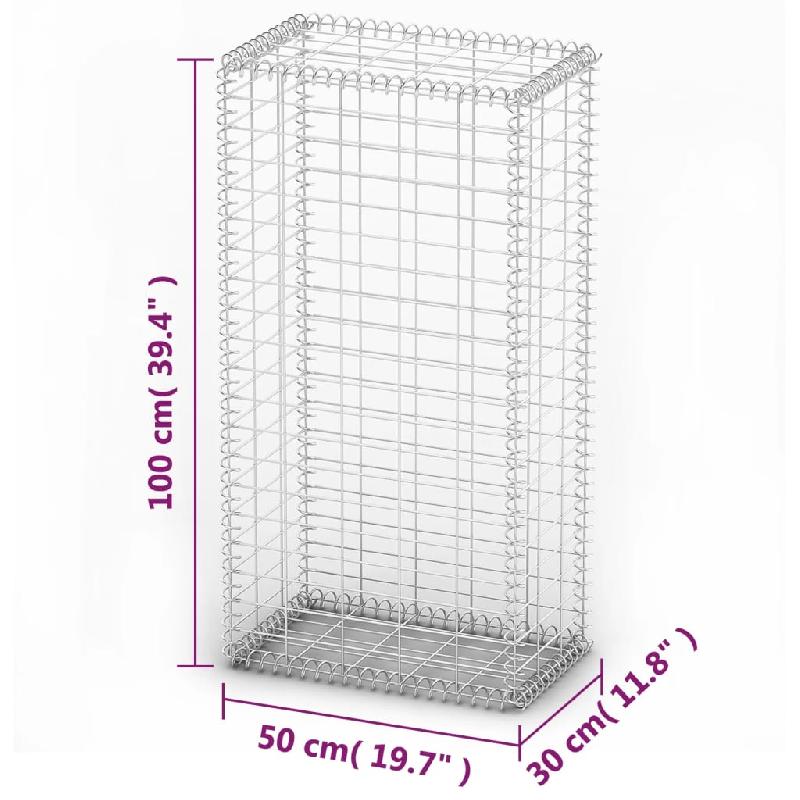 Vidaxl panier de gabion avec couvercle fil galvanisé 100 x 50 x 30 cm 141039_3