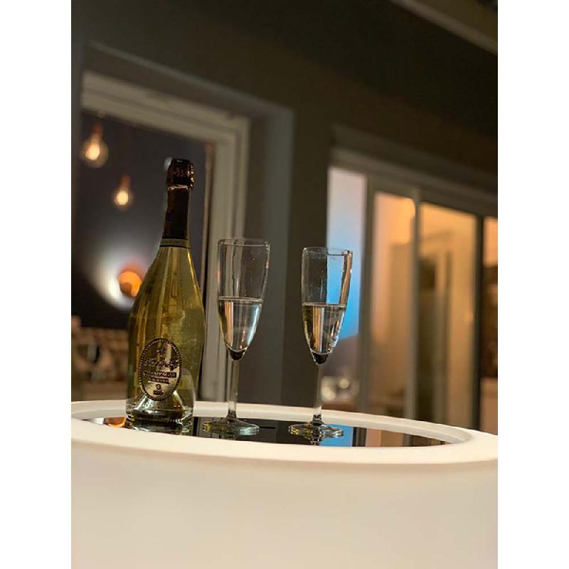 Pot de fleurs conique DELIGHT 3 en 1 - Mange debout inox lumineux - Fabrication française_3