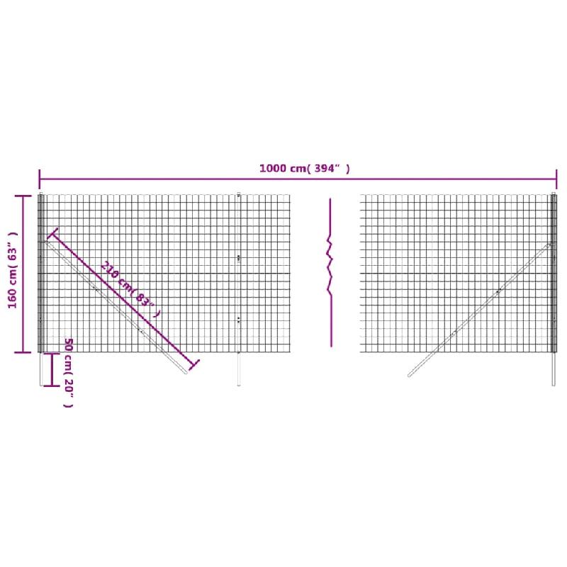 Vidaxl clôture en treillis métallique vert 1,6x10 m acier galvanisé 154068_3