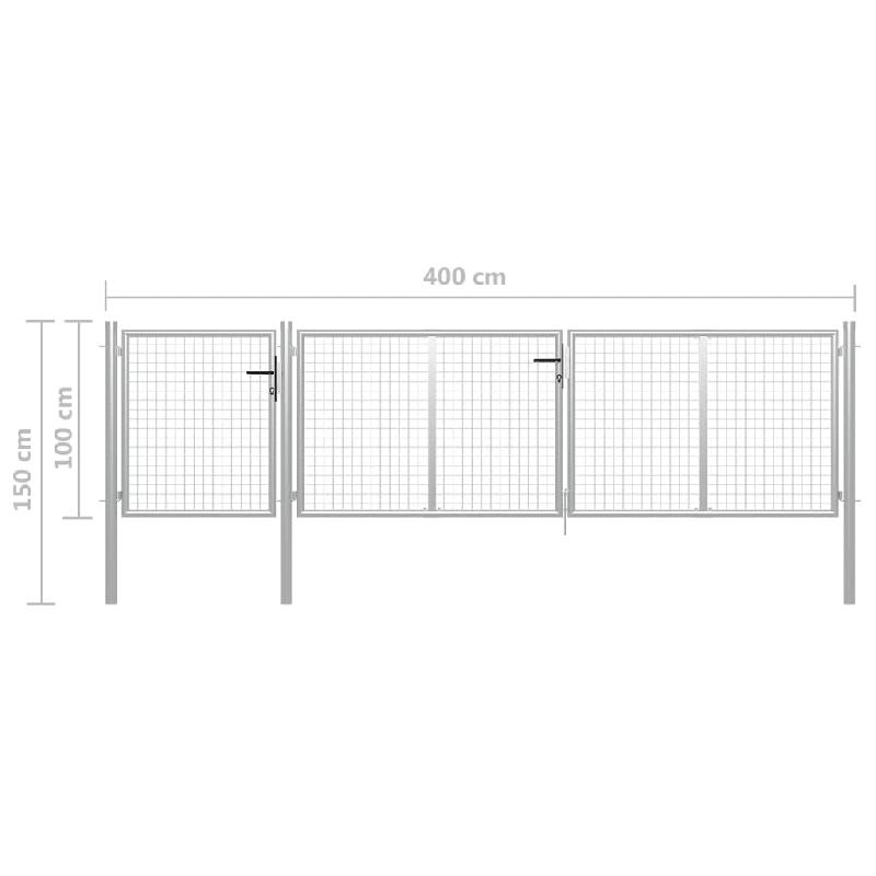 Vidaxl portail de jardin acier 400 x 100 cm argenté 144347_3