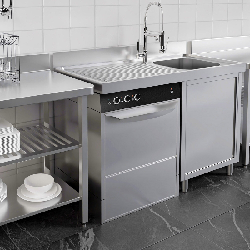 Lave-vaisselle professionnel - panier 50 x 50 cm - 400 v avec pompe de vidange et pompe de nettoyage_3