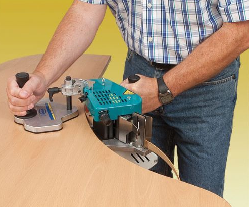 Plaqueuse de chants portative Virutex PEB250 - bac à colle, panneaux droits et courbes_3