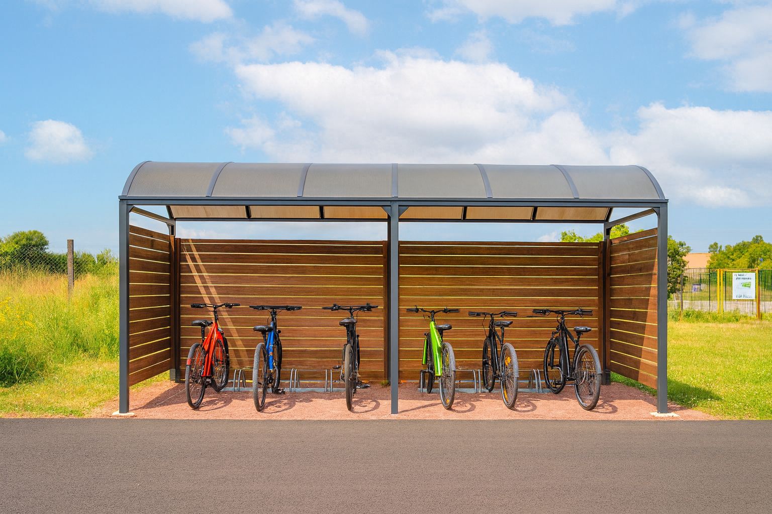 Abri vélos finition bois - modèle Vision 5 mètres - dimensions personnalisables_3