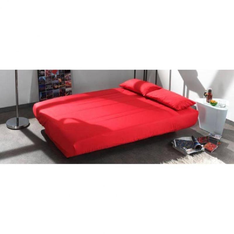 Clic Clac Luxe Convertible Caslano Rouge 130x190cm - Matelas 12cm en mousse HR 30kg/m3 - Coffre de rangement_3