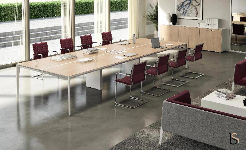 Grande table de réunion X5 - Officity - Anthracite, Blanc, 360_3