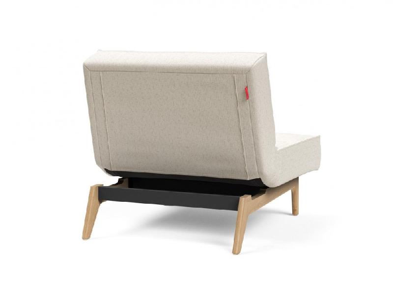 Innovation Living - Fauteuil Splitback Eik Convertible Lit 90x115 cm - Pieds en chêne naturel - Tissu bouclé Off White_3