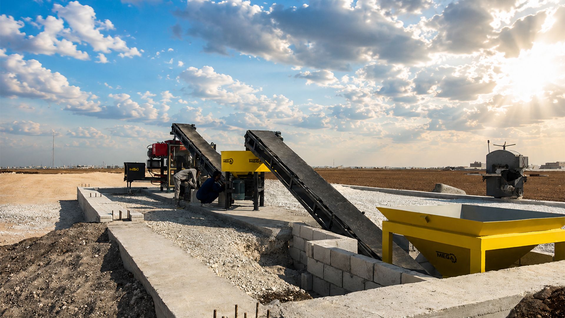 Machine de production de parpaing et de pave en beton (ensemble)_4