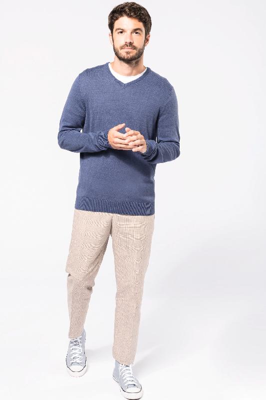 Pull col V homme Kariban - Réf: K965 - Coupe ajustée - 50% coton / 50% acrylique - Plusieurs tailles et couleurs_3