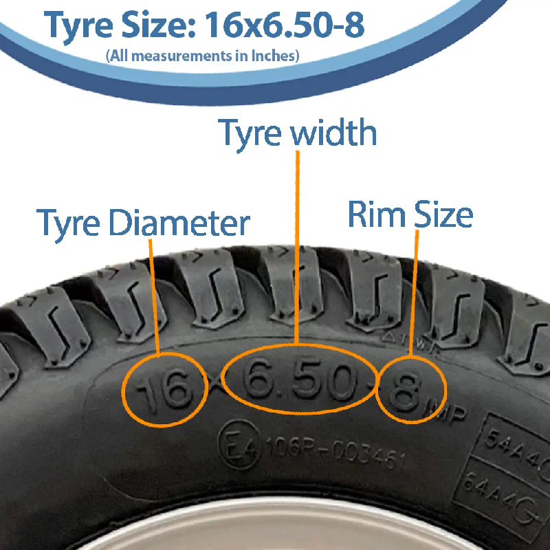 16x6.50-8 Grass Lawnmower Wheel 4ply P332 Tyre Steel Rim 25mm Bearings 65mm Hub_3