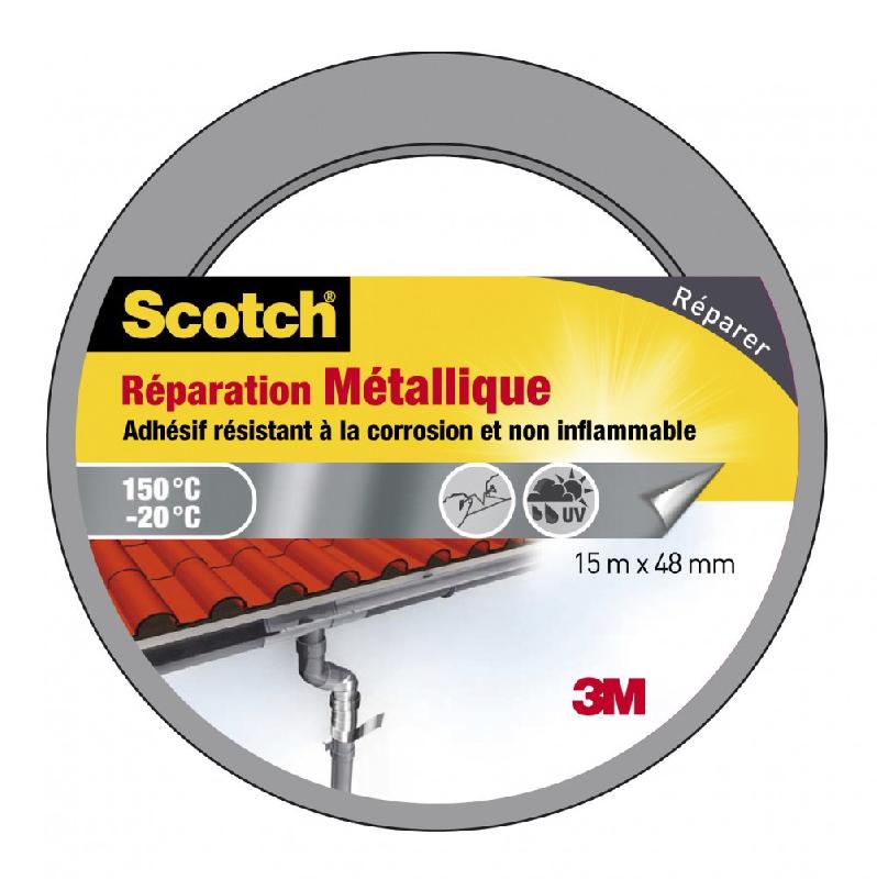 Adhésif SCOTCH - Ruban de réparation métallique 15m x 48mm - Résistant à la corrosion et à l'humidité_3