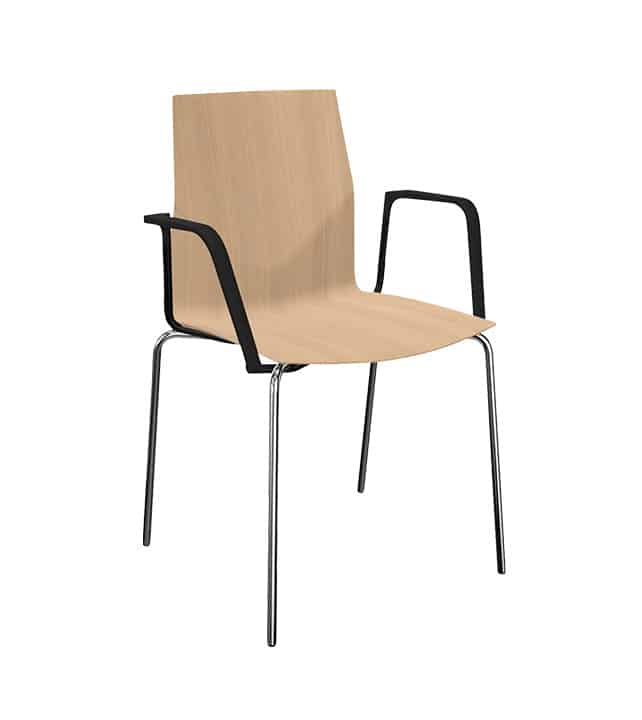 Chaise empilable Fourcast2® Line - dossier flexible en V, 8 couleurs disponibles, patins en téflon_3